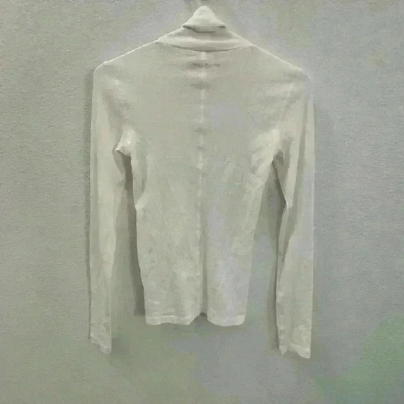 Everlane The Supima Micro-Rib Turtleneck XS White Preppy - Picture 3 of 5